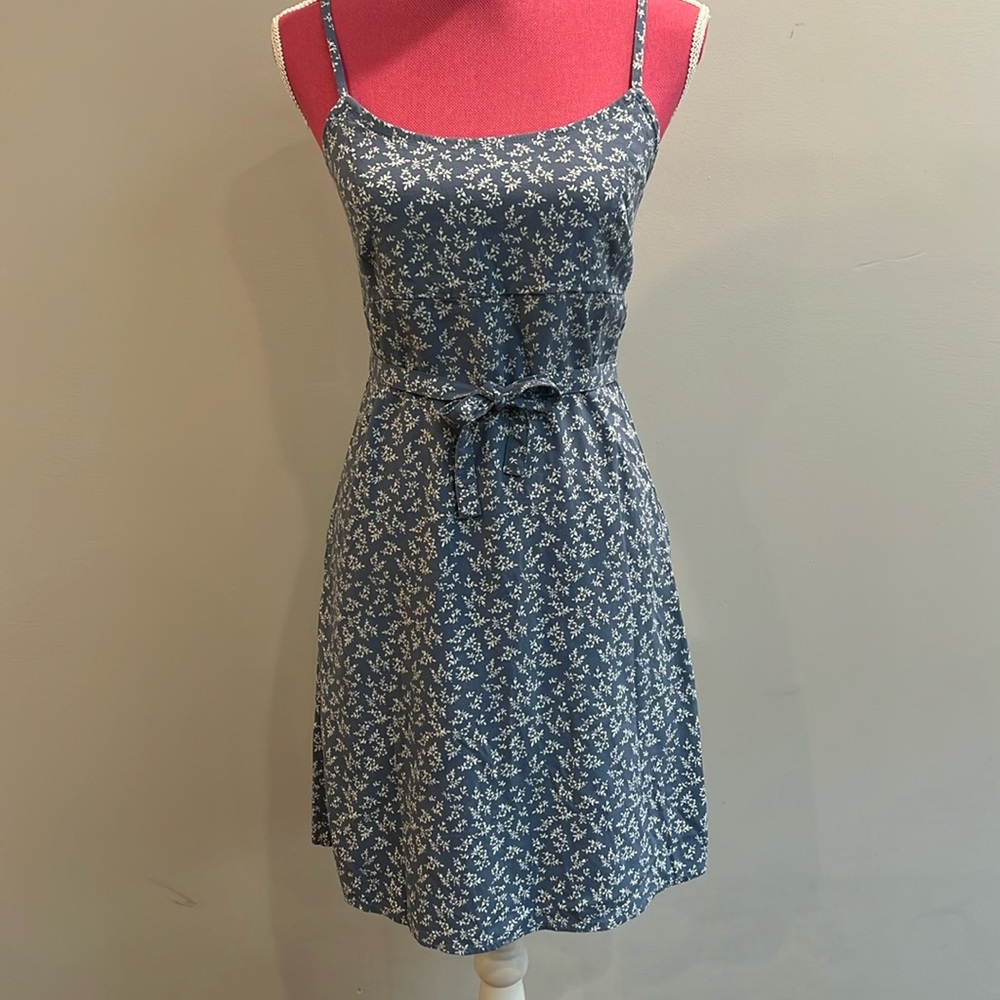 Pacsun John Galt floral cotton mini dress blue with white flowers NWT one size